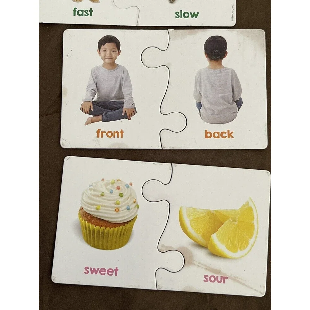 Opposite Learning Preschool Puzzle Pairs 14 Double Sided Puzzles Learning Cards